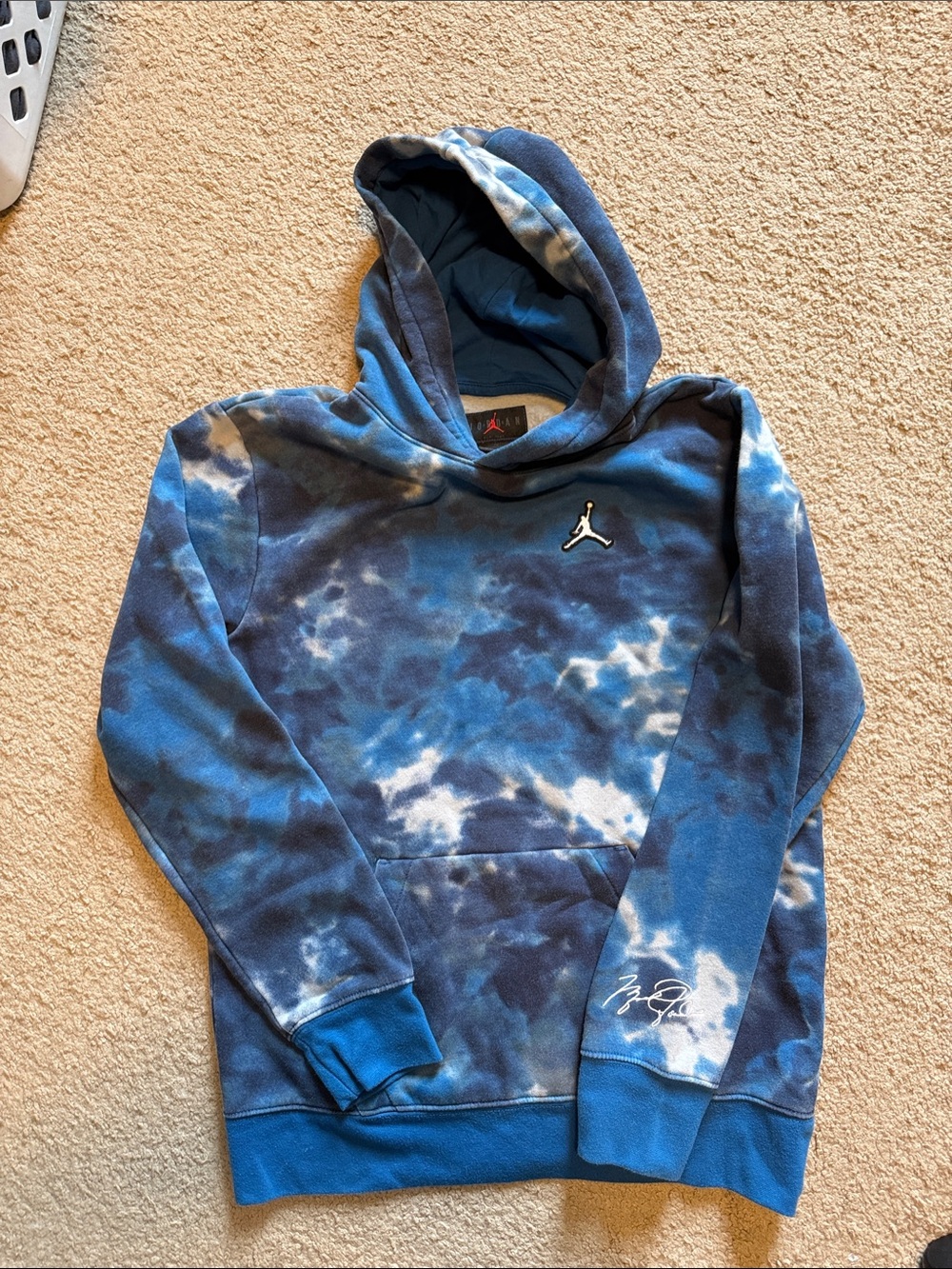 Jordan Blue and White Tie-Dye Pullover Hoodie